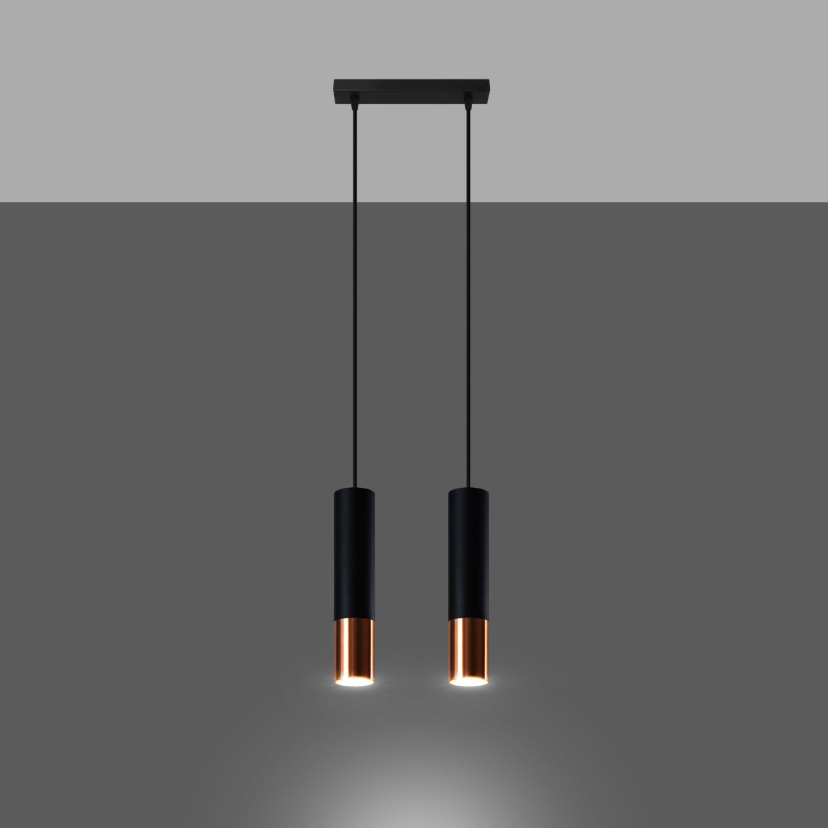 LOOPEZ - 2 Pendelleuchte, schwarz/kupfer, 2-flammig GU10