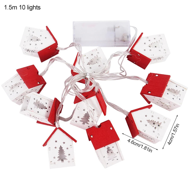 Weihnachtsdorf-Lichterkette - Holz, 2–3 m