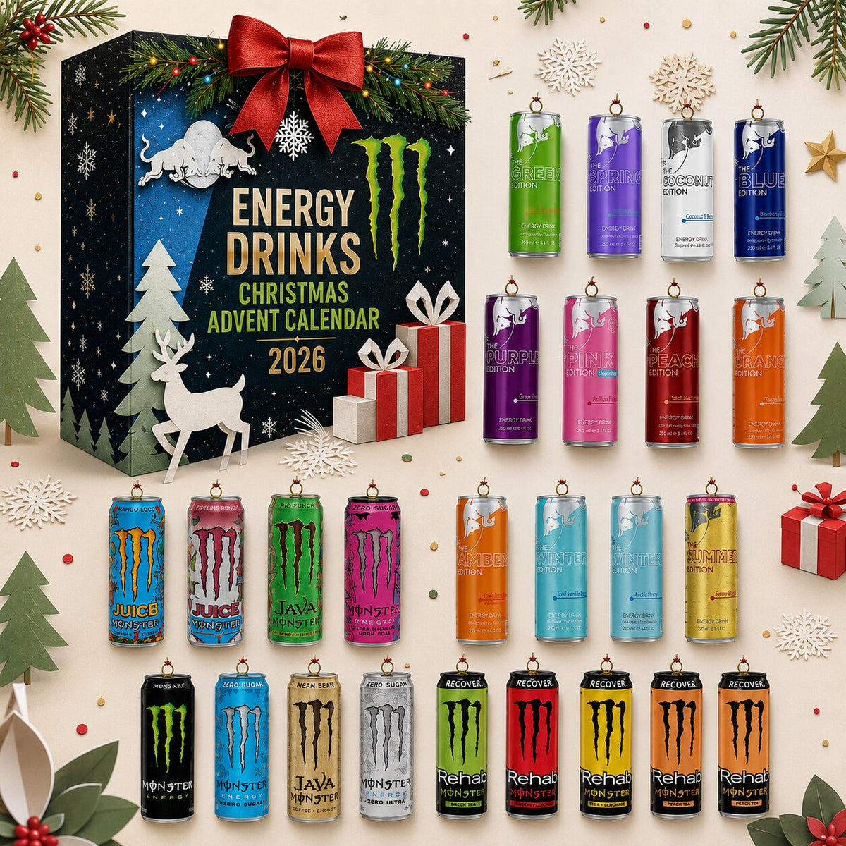 Boostember - Adventskalender mit Energy Drink Motiven