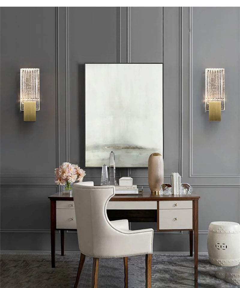 Wallix - Goldene LED-Wandleuchte mit Kristallblasen