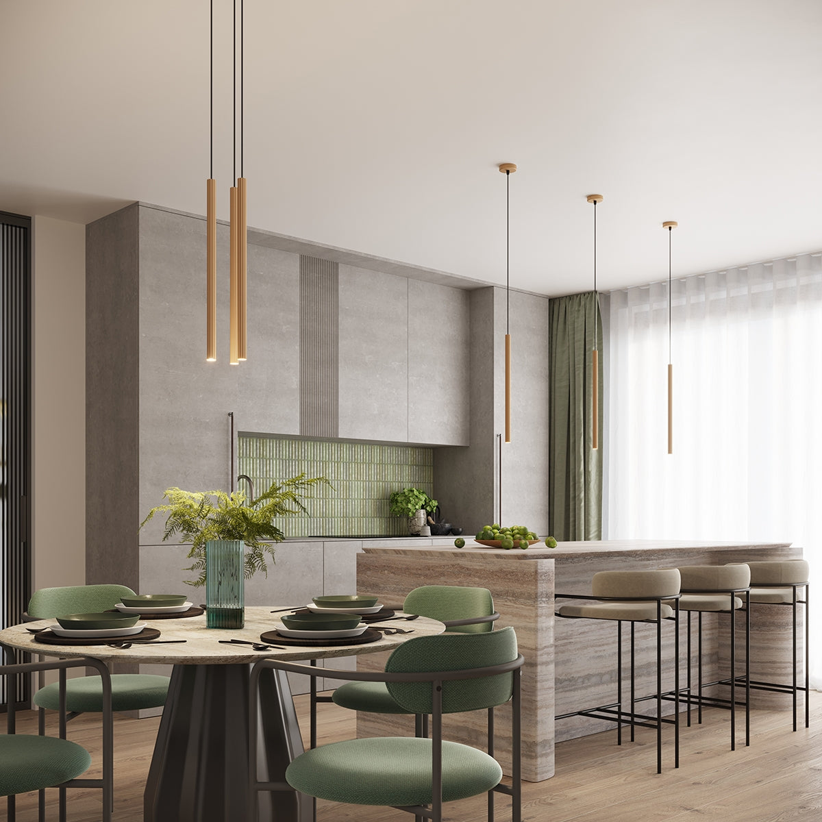 ARCHE - 3P Gold-Pendelleuchte