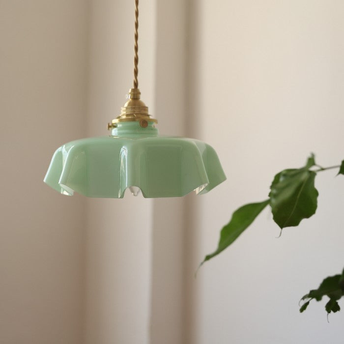 Aurela - Retro-Pendelleuchte in Blumenform aus Glas,