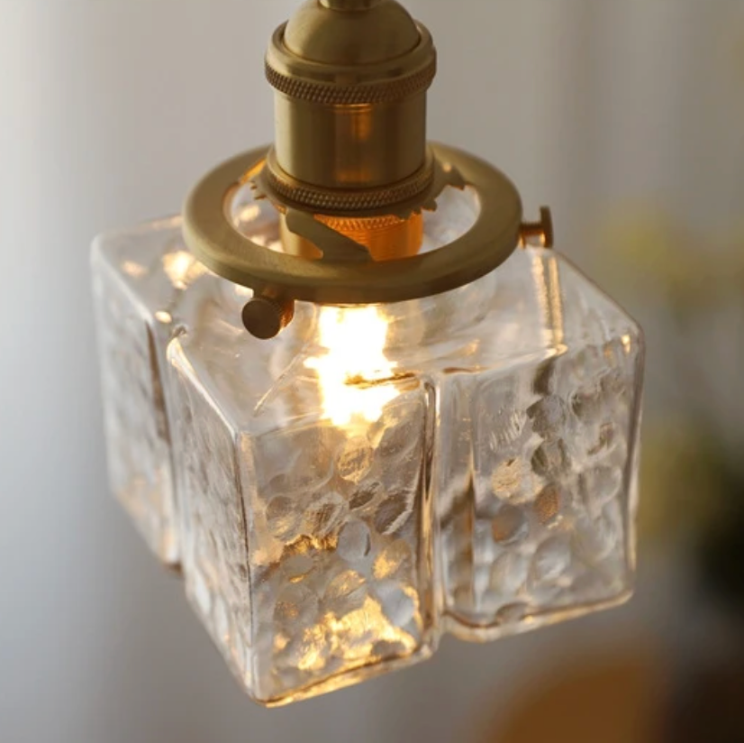 Fatima - Retro-Glaspendelleuchte mit Goldkabel