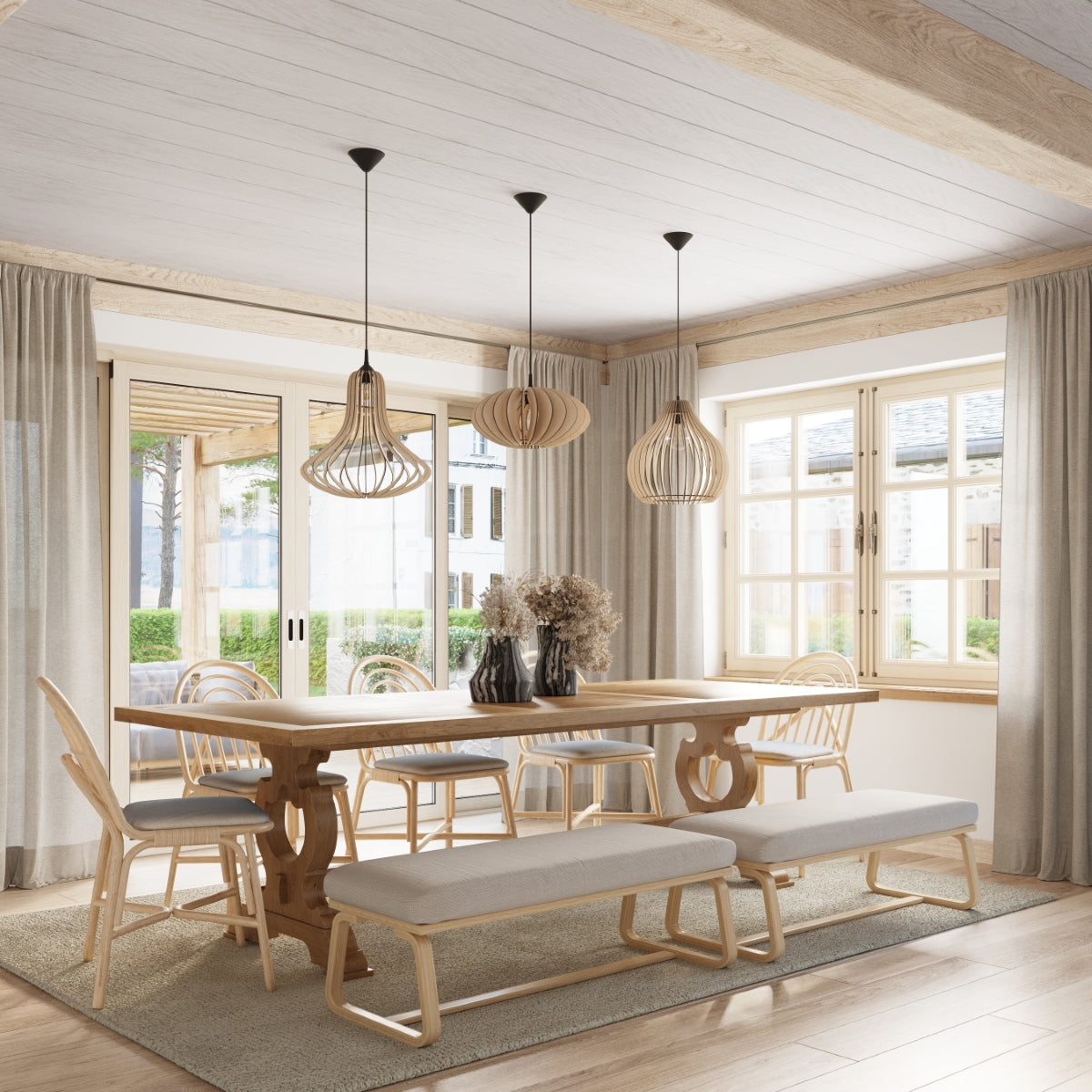 Aurela - Pendelleuchte aus Holz, Naturfinish