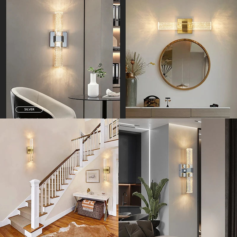 Wallix - Goldene LED-Wandleuchte mit Kristallblasen