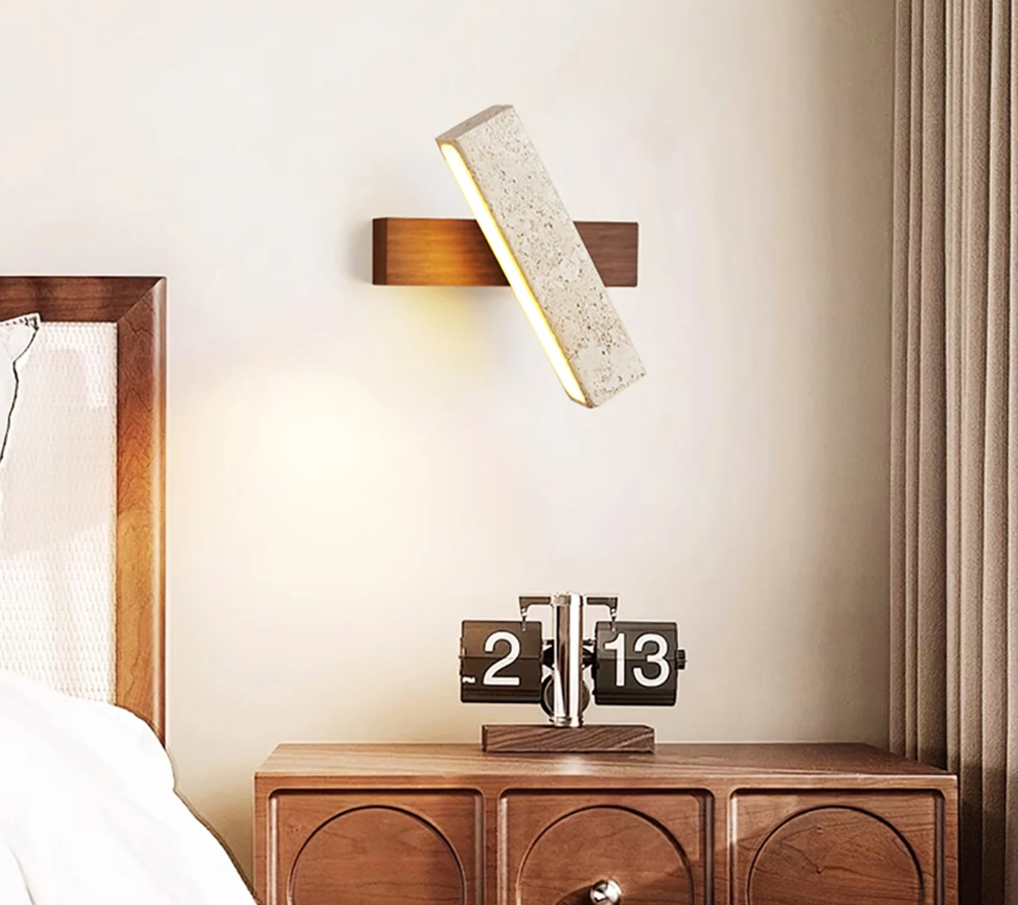 Travertin - Wandlampe dimmbar LED mit Zugschalter