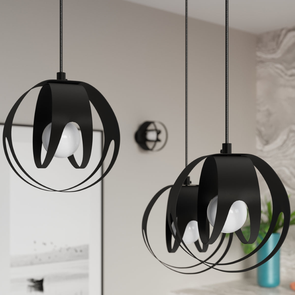 Solara - Dreiflammige Pendelleuchte, schwarz, 117 cm, aus