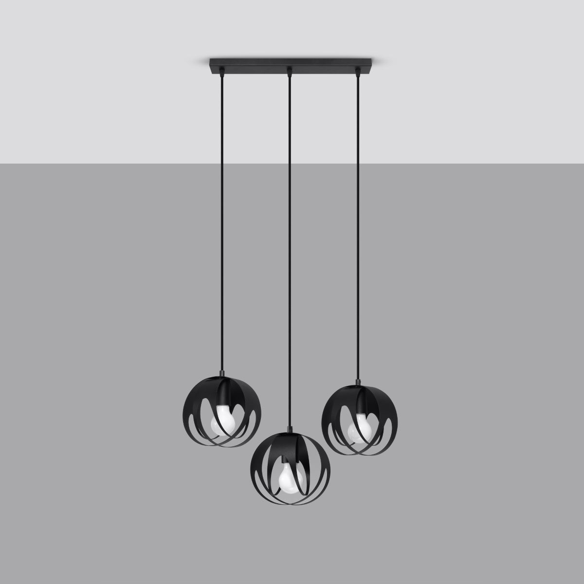 Halona - Dreiflammige Pendelleuchte, schwarz, 117 cm, aus