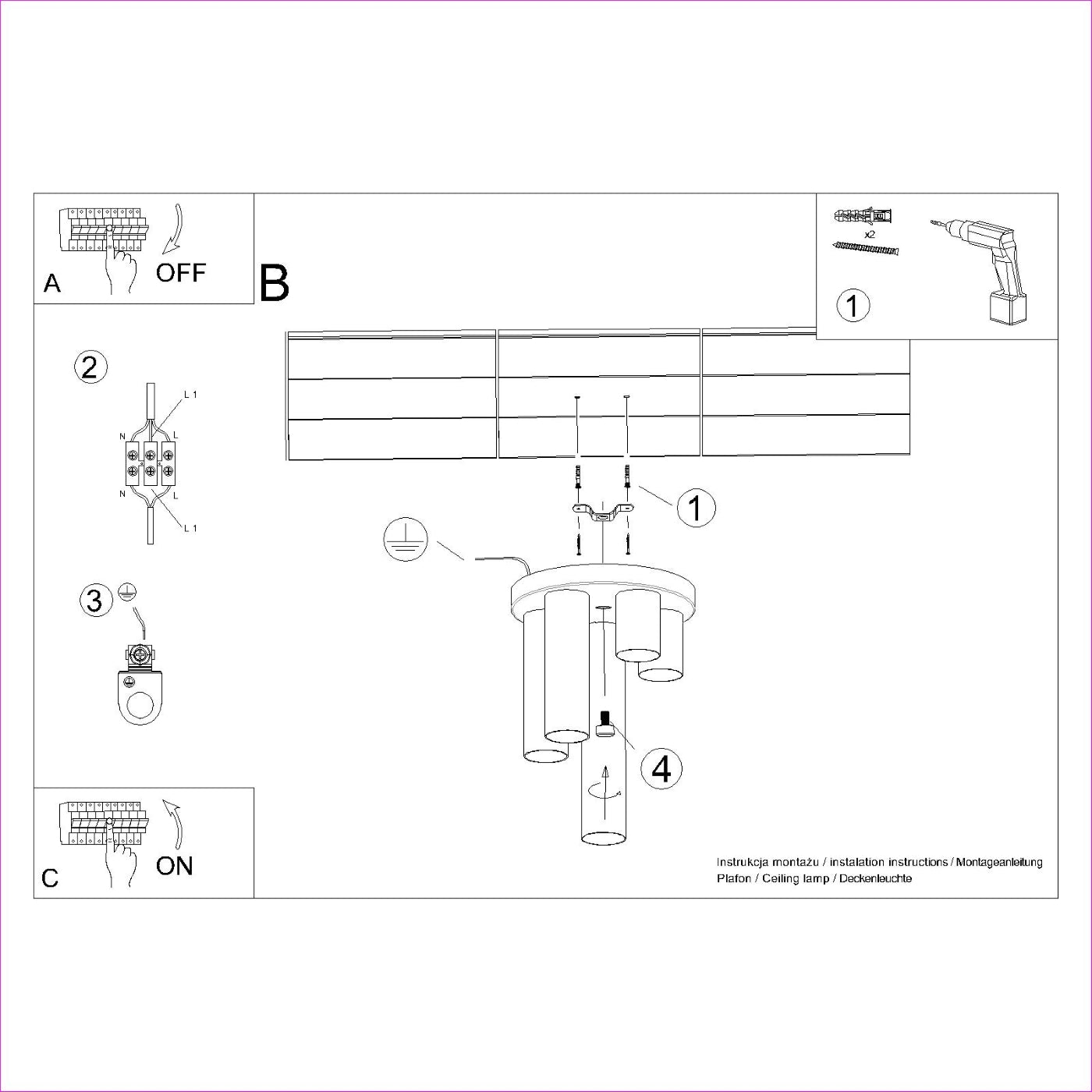 Rondea - Weiße 5-flammige Deckenleuchte GU10