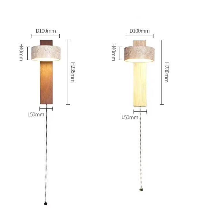 Wallix - Cremefarbene LED-Wandleuchte mit Zugschalter