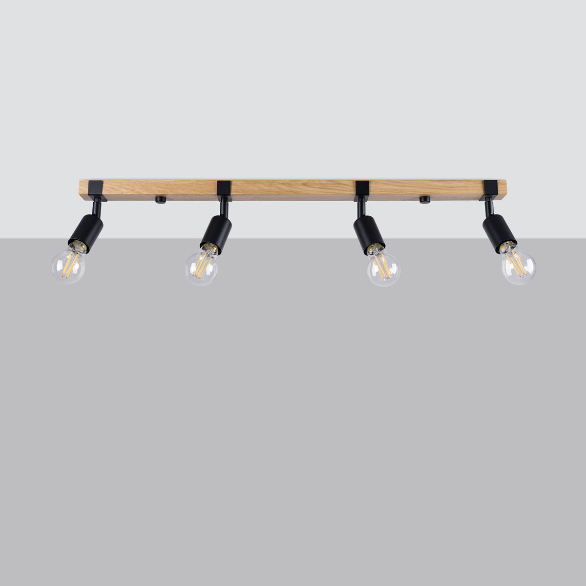 Plafona - 4-flammige Deckenleuchte, schwarz/Holz, mit