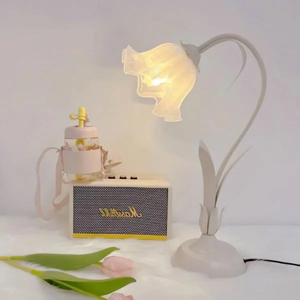 Quelix - Vintage-Tischleuchte mit Blumenmuster, verstellbar
