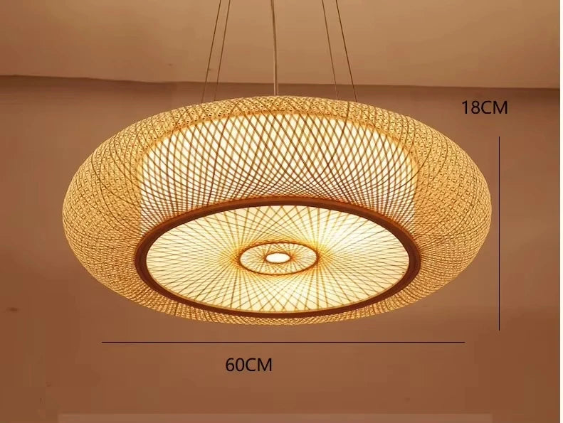 Handgeflochtene - Hängeleuchte aus Bambus-Rattan
