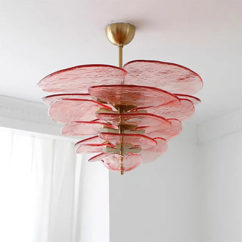 Claria - Lotusblatt-Kronleuchter aus Glas