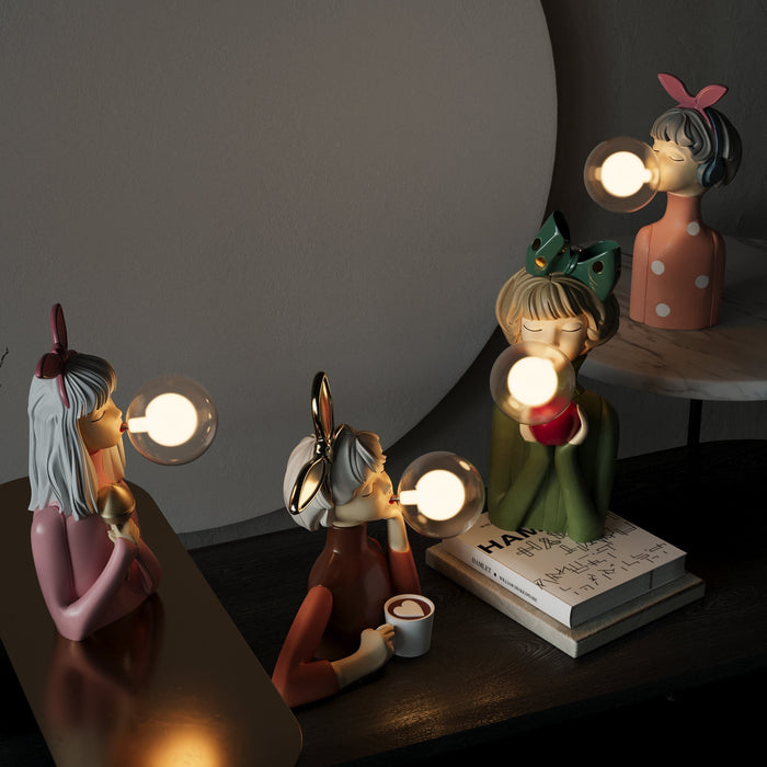Lino - Tischlampe Holz & Glas mit LED Beleuchtung