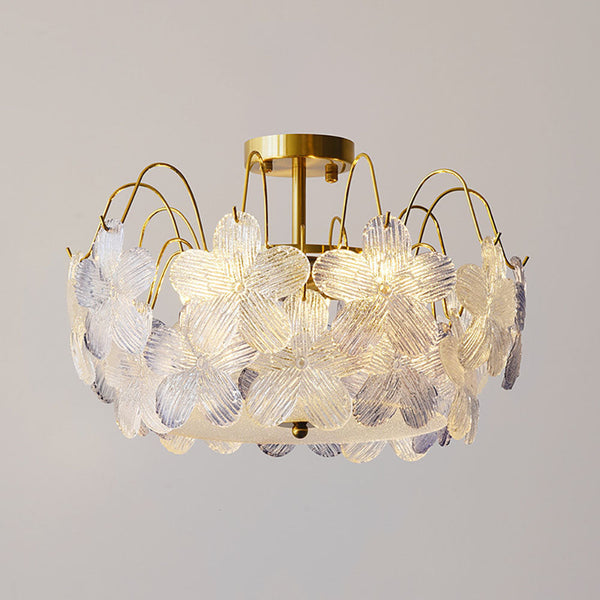 Aurela - Vintage-Kronleuchter aus Buntglas, Blütenform