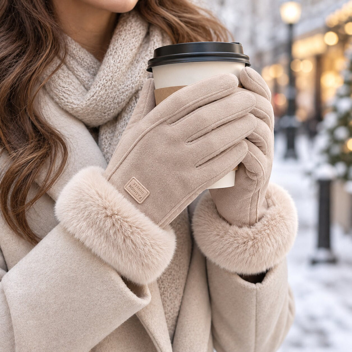 FrostPaw - Winterhandschuhe mit Synthetik-Lammfellfutter und Touchscreen-kompatiblen Fingerspitzen