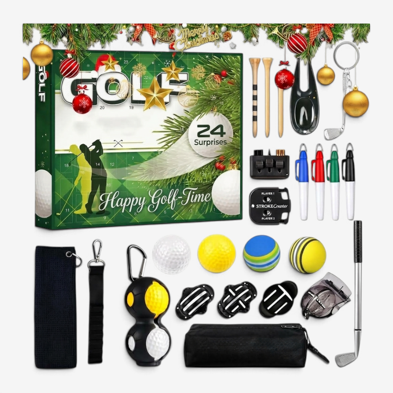 TeeCaddy - Golf-Adventskalender mit 24-teiligen Golfzubehör-Set