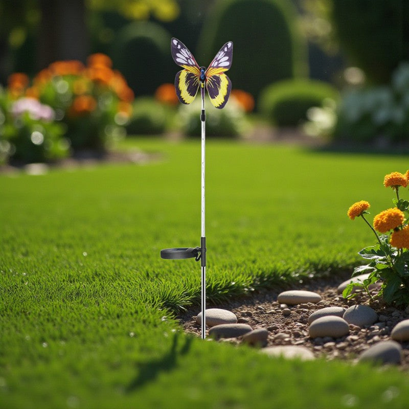 Faseroptische LED-Rasenlampe mit farbenfrohem Schmetterlings-Lichteffekt