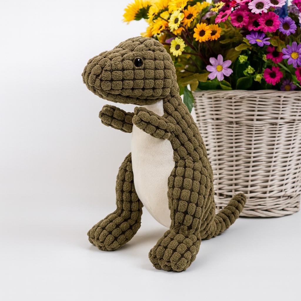 DinoSnuggle - Plüsch Dinosaurier Hundespielzeug mit Strukturierter Oberfläche