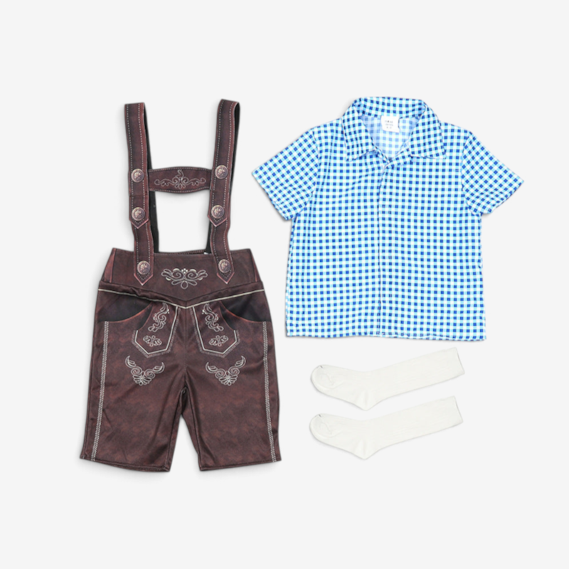 Kurze Trachtenlederhose für Jungen mit Stickerei