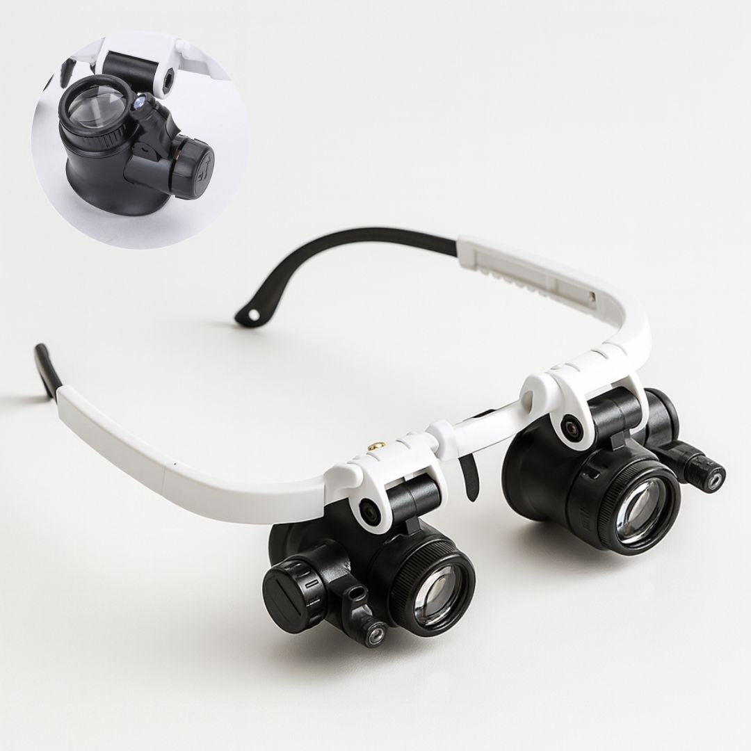 OptiLume - Lupenbrille mit LED-Licht und austauschbaren Linsen