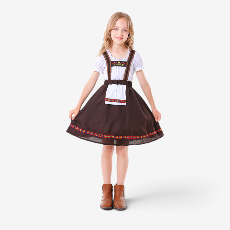 Mädchen Dirndlkleid mit Schürze und Stickereien