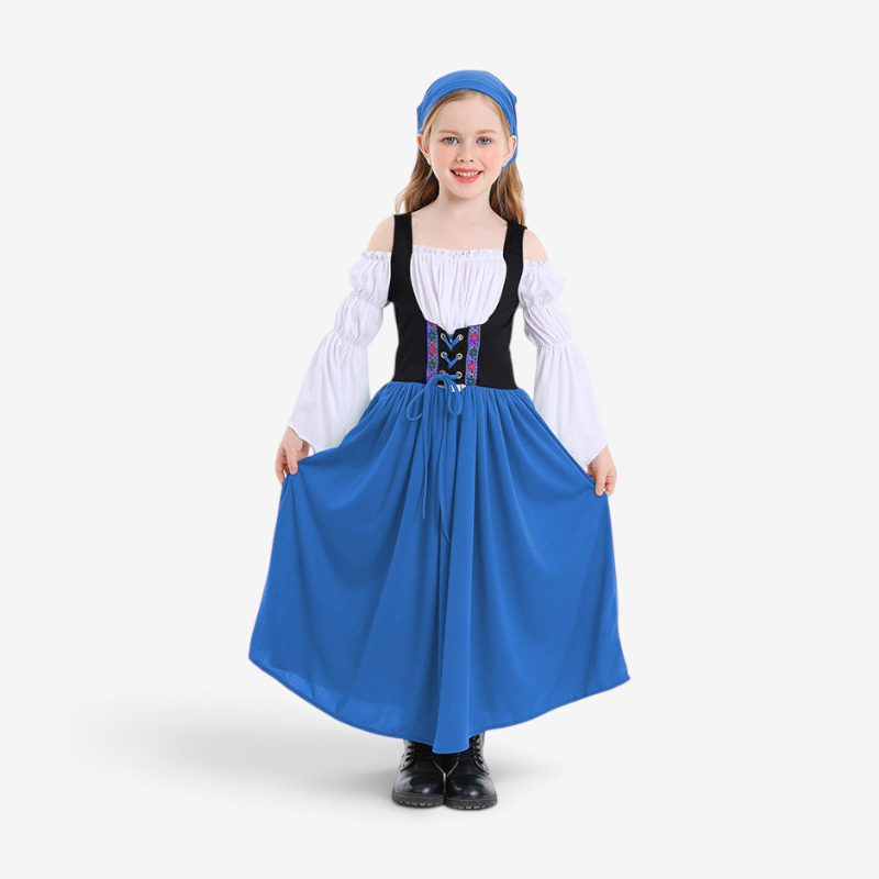 Mädchenkostüm im Mittelalterlichen Stil mit Schnürmieder