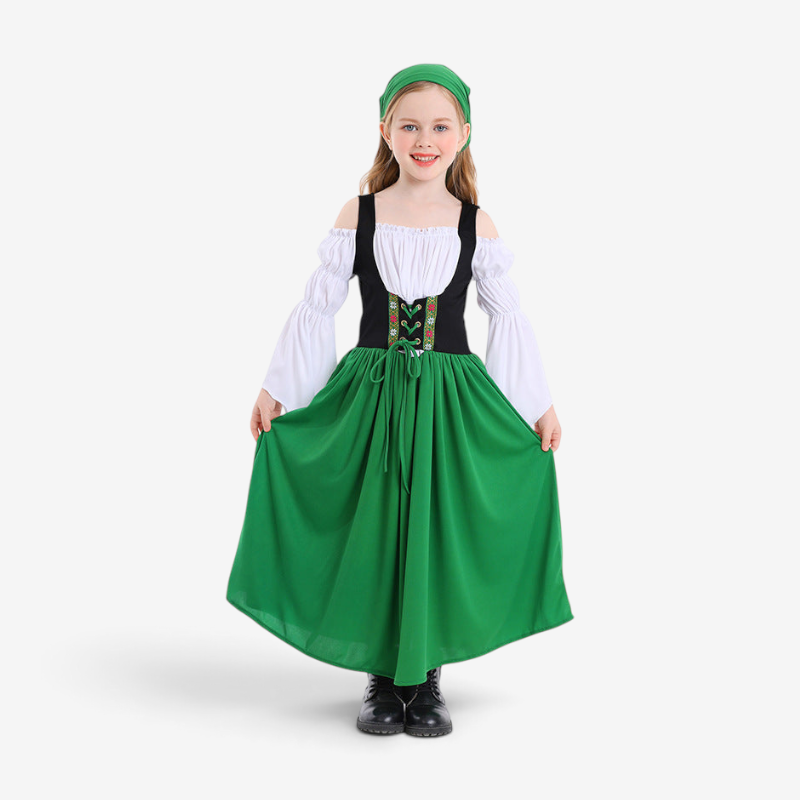 Mädchenkostüm im Mittelalterlichen Stil mit Schnürmieder