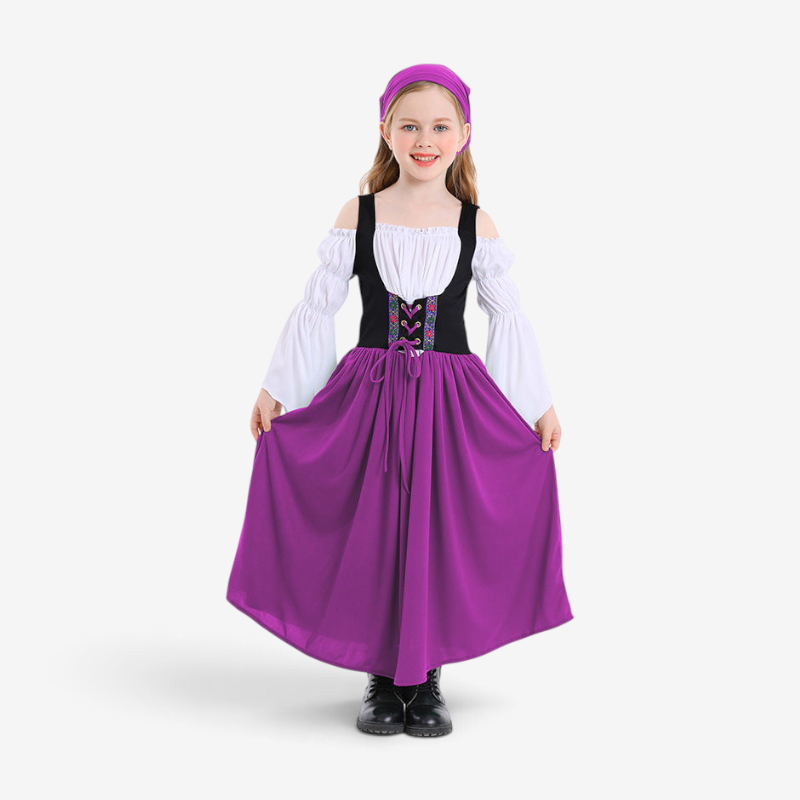 Mädchenkostüm im Mittelalterlichen Stil mit Schnürmieder