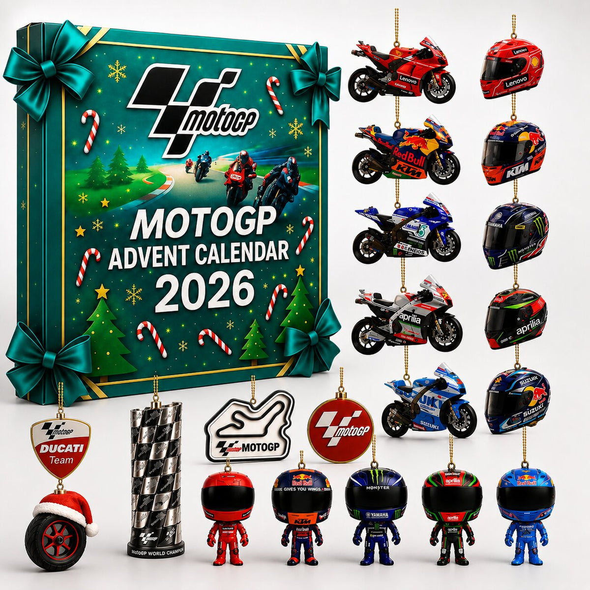 MotoRally - Adventskalender mit 24 Motorsport-Ornamenten