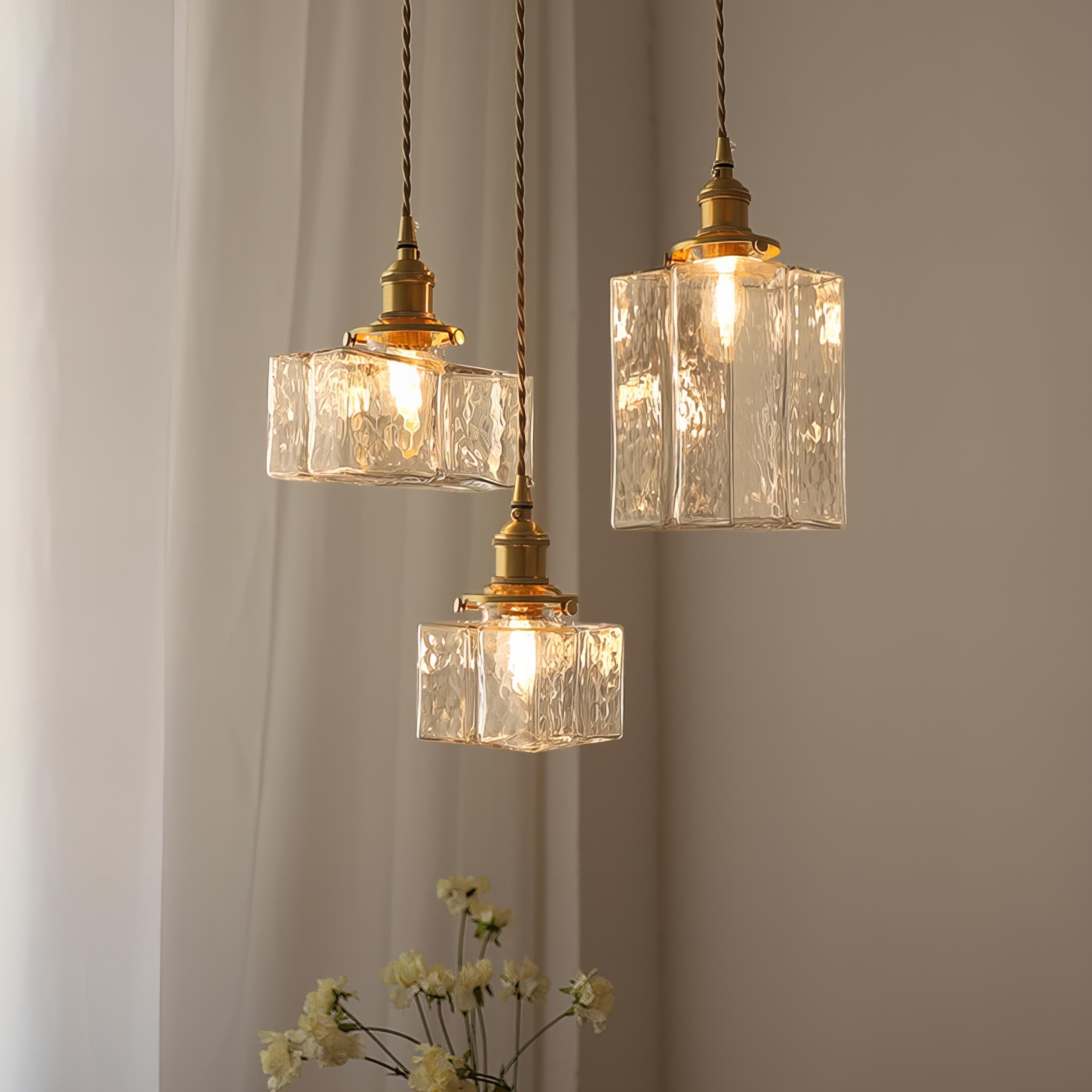 Fatima - Retro-Glaspendelleuchte mit Goldkabel