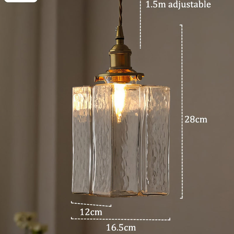 Fatima - Retro-Glaspendelleuchte mit Goldkabel