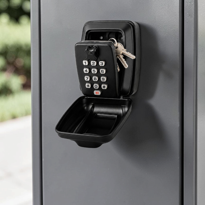 KeyTresor - Wandmontierter Schlüsselsafe mit 12-stelligem, zurücksetzbarem Zahlenschloss
