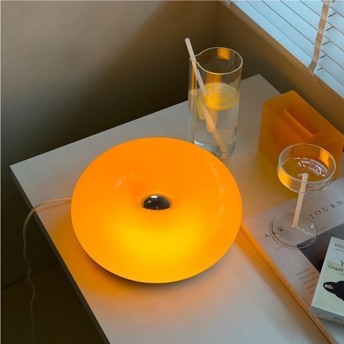 Luara - Bauhaus Donut Wand- und Tischleuchte aus Glas/Metall