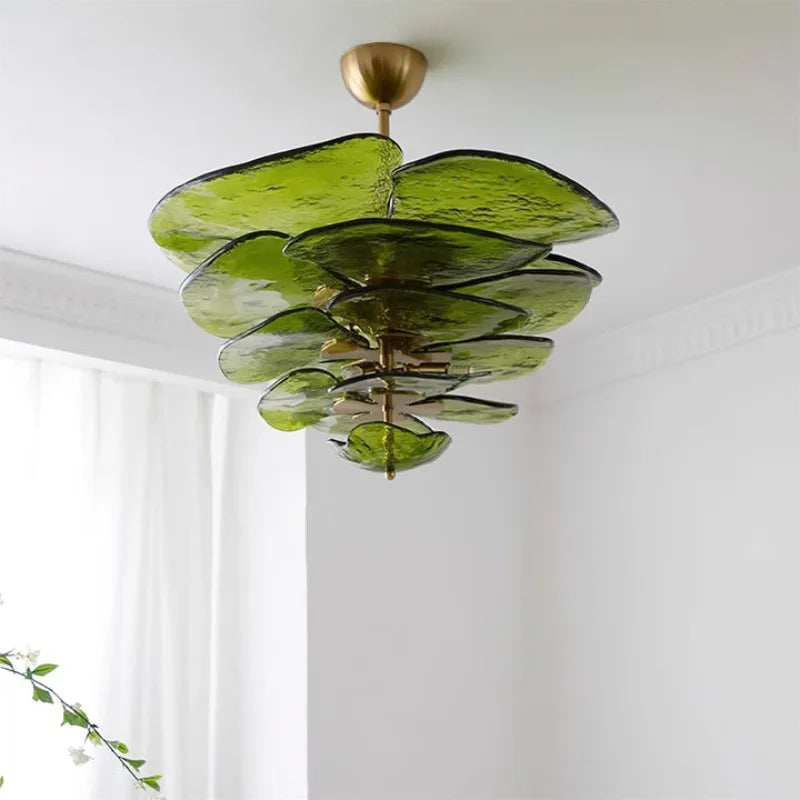 Claria - Lotusblatt-Kronleuchter aus Glas