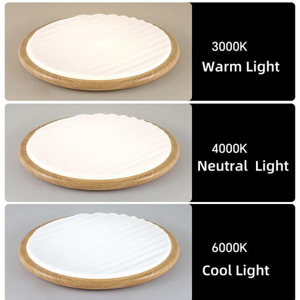 Lucero - Runde LED-Deckenleuchte in Holzoptik Wooden