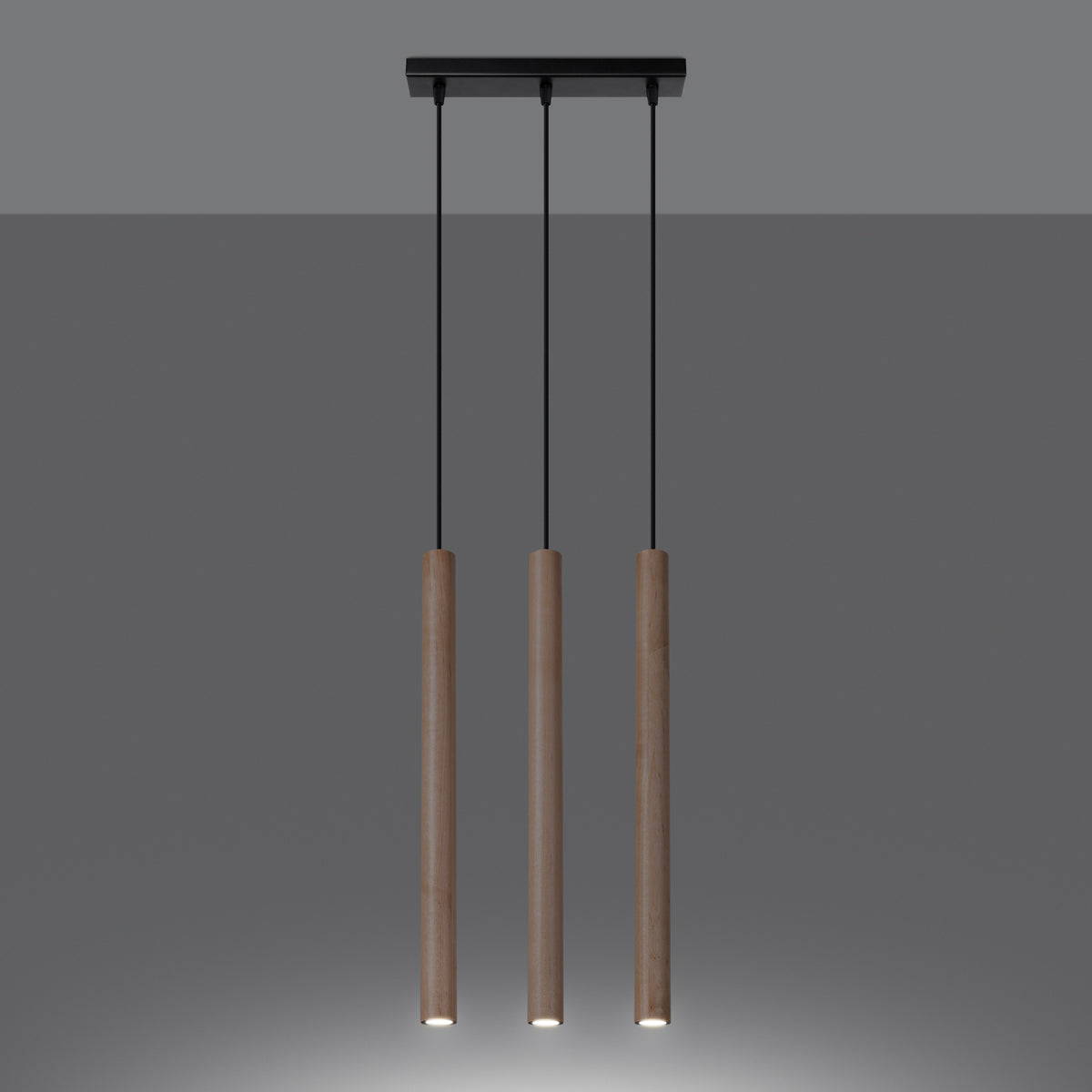 Halona - Dreiflammige Pendelleuchte aus Holz/Stahl mit