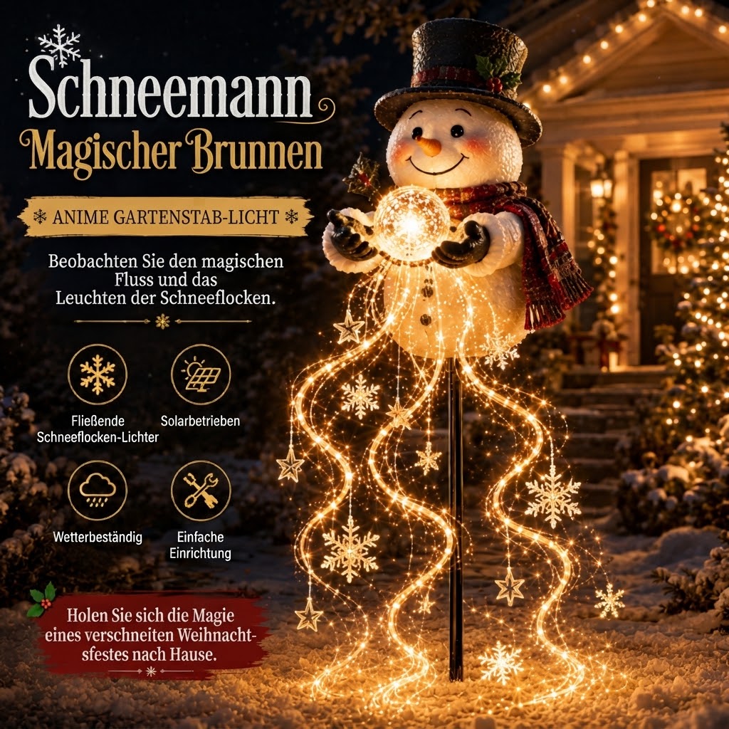 SnowCascade - Solar-Schneemann-Gartenleuchte mit Kaskadeneffekt
