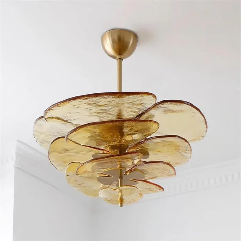 Claria - Lotusblatt-Kronleuchter aus Glas