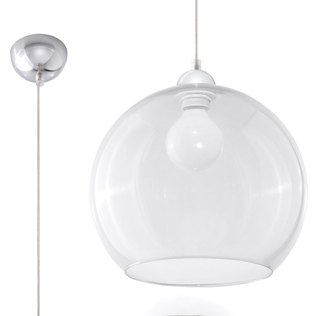 BALL - Pendelleuchte, transparente Glaskugel