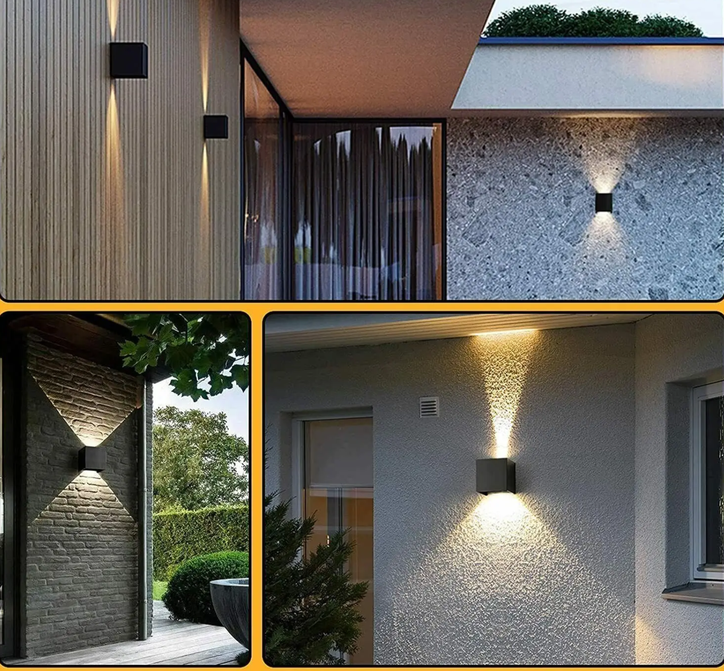 Rustica - LED-Wandleuchten-Set, 4er-Set, Schwarz