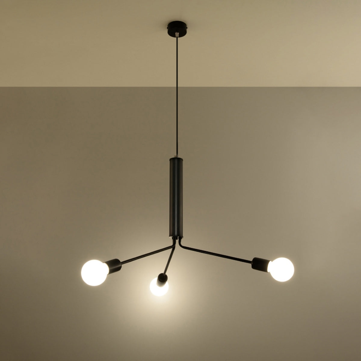 Solara - Industrieller Kronleuchter, schwarz, 3-flammig