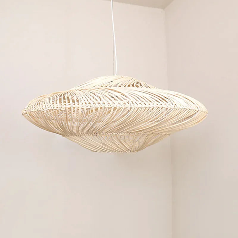 Japanische - Wabi-Sabi-Rattan-UFO-Pendelleuchte E27