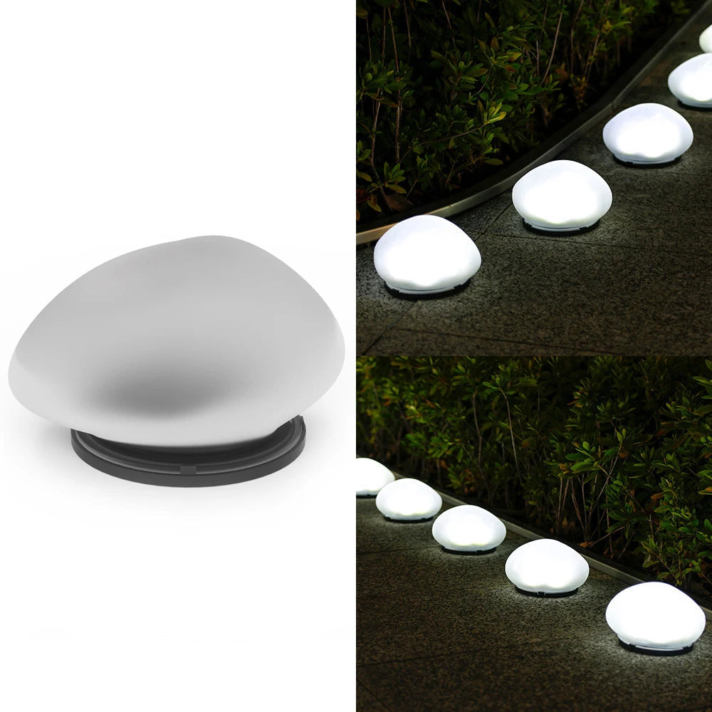 Routa - Solar-Gartenleuchte im Kieselstein-Design aus Glas