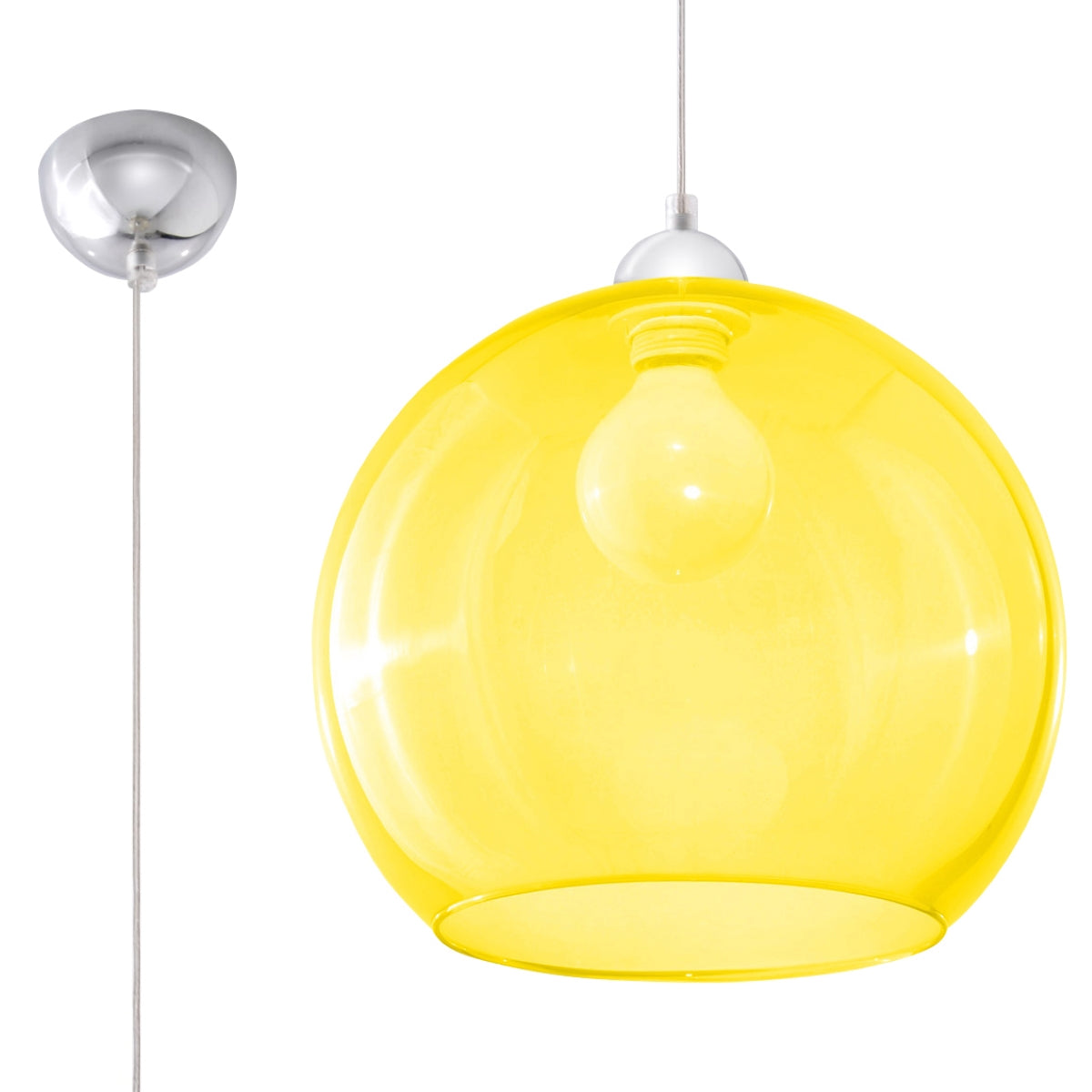 Ball - Hängelampe Ball Gelb aus Glas 30 cm
