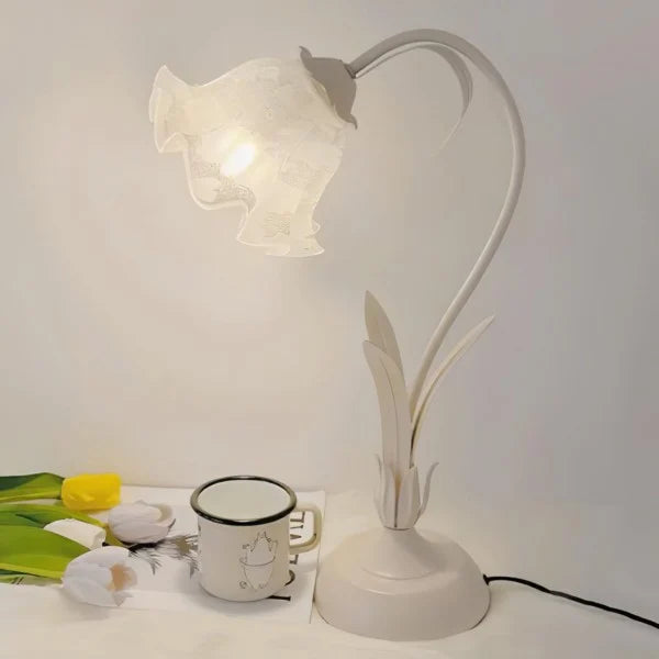 Quelix - Vintage-Tischleuchte mit Blumenmuster, verstellbar
