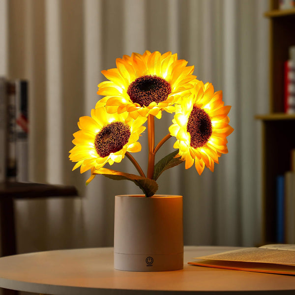 Sonnenblumenförmige - LED-Tischleuchte mit warmem Licht