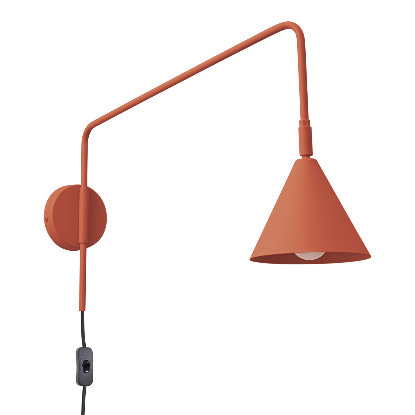 Glinto - Wandleuchte in Rotocker mit langem Stahlarm