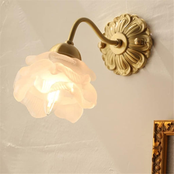Wallix - Vintage-Wandleuchte aus Kupfer mit Glasblüte